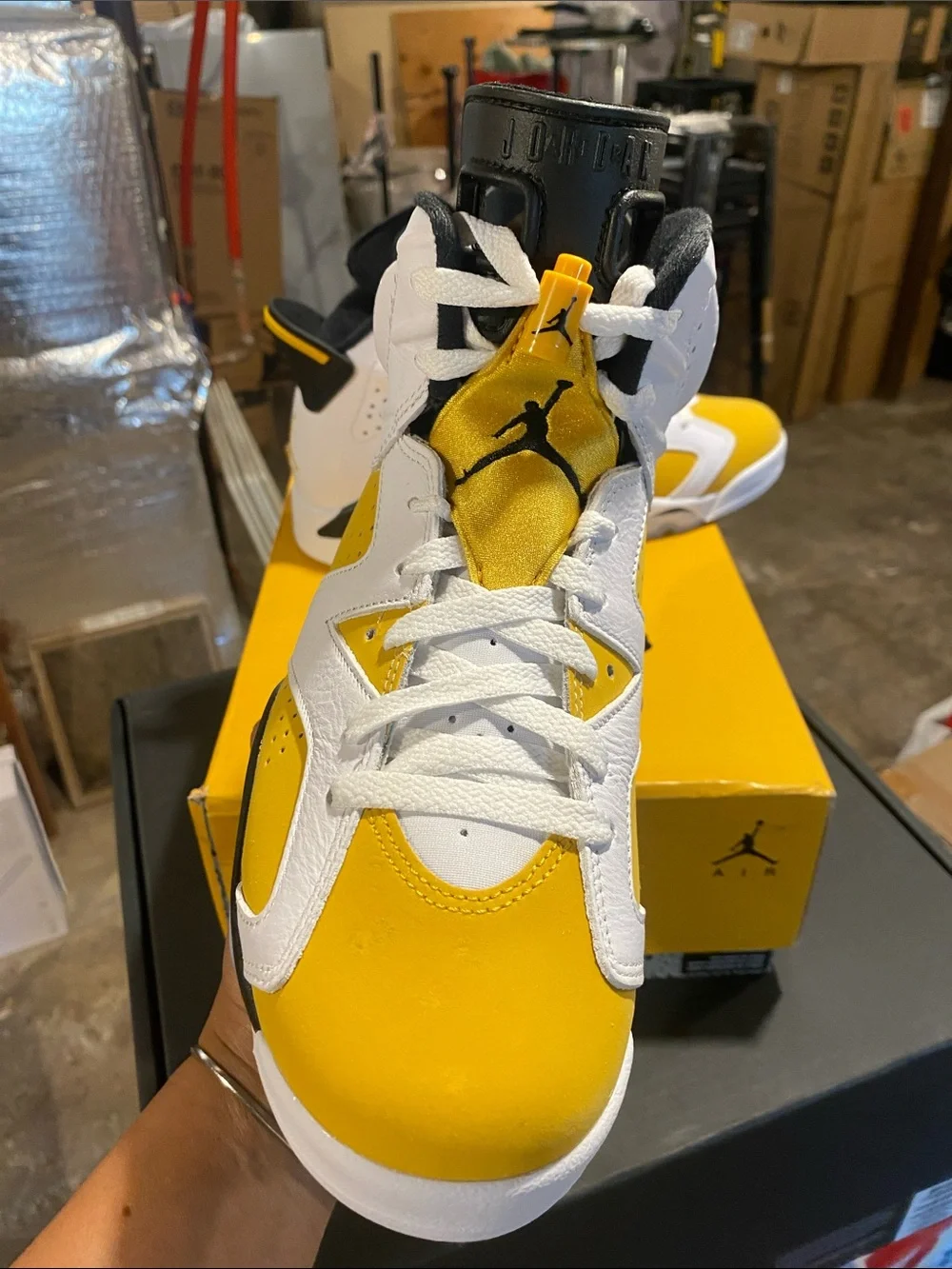 Jordan Retro 6 White and Yellow Sneakers